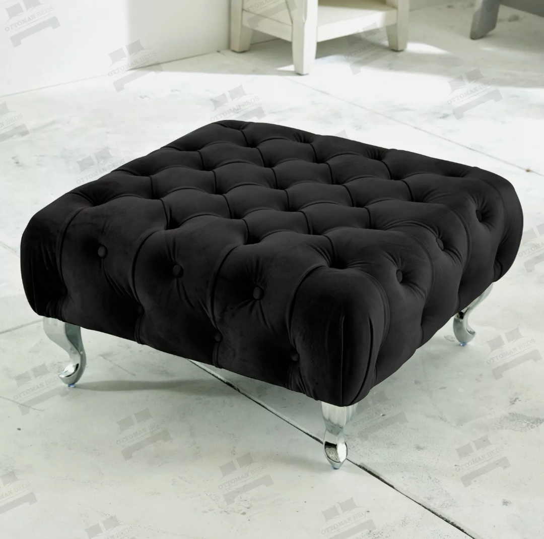 Black chesterfield footstool top