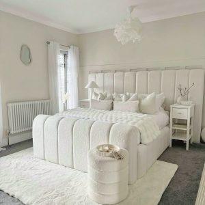 Luxury Ivory Boucle Bed